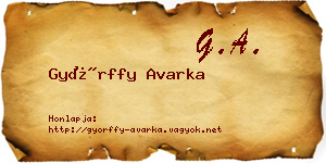 Győrffy Avarka névjegykártya